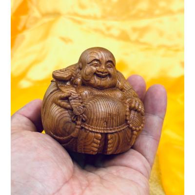 布袋様木彫り彫刻【黄金楠木彫】 布袋様木彫り彫刻【黄金楠木彫】 布袋様木彫り彫刻【黄金楠木彫】