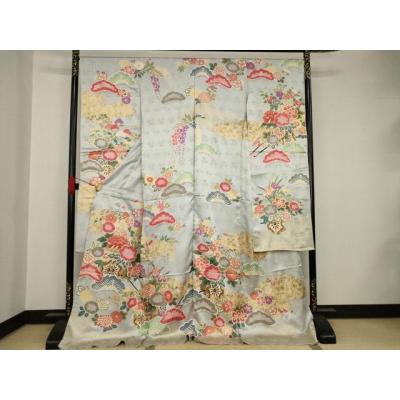 平和屋着物○豪華振袖 駒刺繍 枝垂れ桜 吉祥花文 暈し染め 金彩