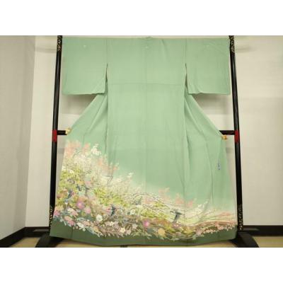 加賀友禅　着物　桜　水色　百貫達雄作 a55e4b0517afc78f6b0728493d7bfe