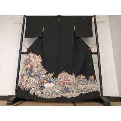 平和屋着物○豪華黒留袖 友禅 作家物 梅松文 正絹 逸品 AABA0175zg 着物
