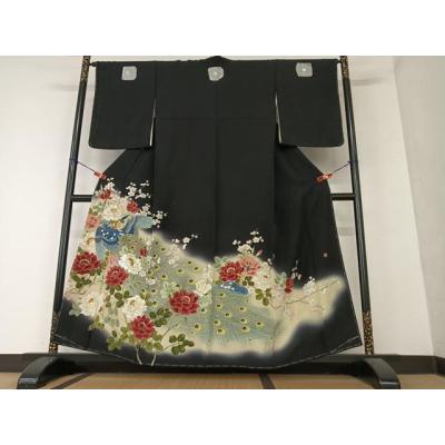 平和屋着物○豪華色留袖 友禅 作家物 吉祥花文 三越扱い 正絹