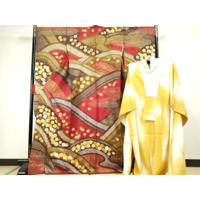 平和屋着物●十日町 名門青柳謹製　振袖・長襦袢(袷)セット 駒刺繍 絞り 舞花文 金彩 長襦袢：半衿刺繍 広衿仕立て 正絹 逸品 AABF5187cs 十日町 青柳のおすすめ人気商品一覧 通販 - Yahoo!ショッピング