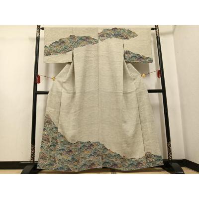 【訪問着】紅型お着物  ちりめん 正絹 C-179 江戸紅型 訪問着 No.AA-1766-Mサイズのレンタル｜きもの365