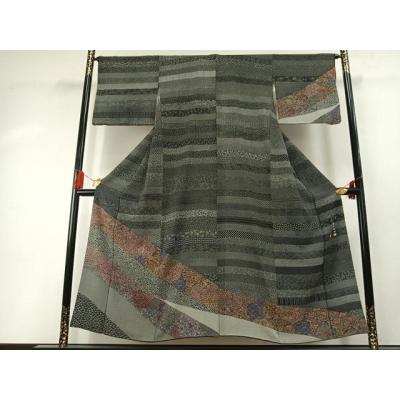 平和屋着物●極上　伝統工芸士 染谷梅治　江戸小紋　鮫小紋柄　かぐや工房　竹珠庵　黒×白　反端付き　逸品　未使用　DZAB1921kh6 平和屋着物○極上 伝統工芸士 染谷梅治 江戸小紋 鮫小紋柄 かぐや工房