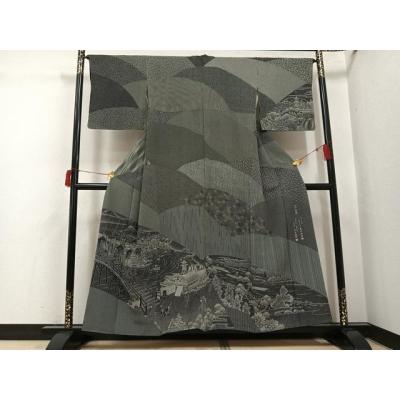 平和屋着物▽伝統工芸士 染谷梅治　江戸小紋　単衣　万筋　杏色×煎茶色　正絹　逸品　DAAS0065az 2026年最新】Yahoo!オークション -染谷(ファッション)の中古品・新品