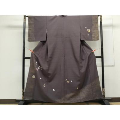 平和屋着物○十日町 名門青柳謹製 櫛引織 赤城紬 草木染 吉祥文 正絹