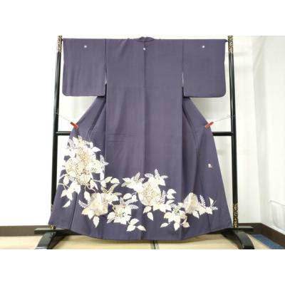 平和屋着物○十日町友禅作家 龍谷 色留袖 駒刺繍 正倉院花唐草文 金彩