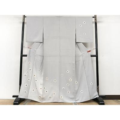 正絹【単衣】叩き染め　小紋 落款残布　モノトーン　粋！ 未使用しつけ糸付き 正絹【単衣】叩き染め 小紋 落款残布 モノトーン 粋！ 未使用