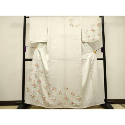 平和屋着物▽極上　京都老舗　尾峨佐染繍　訪問着　生紬　単衣　総刺繍　蘇州刺繍　風景花文　砂色地　金糸　反端付き　逸品　DZAB5416kh6 週替わりSALE第一弾！】 【尾峨佐染繍】 特選手刺繍紬訪問着 汕頭