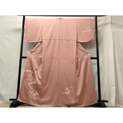 未着用　付け下げ　スワトウ刺繍　刺繍　縮緬　熨斗　鶴　雪輪　着物　072a u 未着用 付け下げ スワトウ刺繍 刺繍 縮緬 熨斗 鶴 雪輪 着物