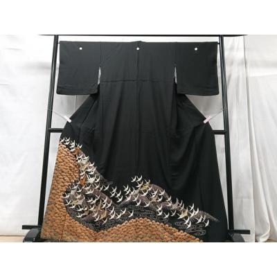 平和屋着物○訪問着 竹屋町刺繍 総刺繍 鶴 金糸 正絹 逸品 BAAT8727hv