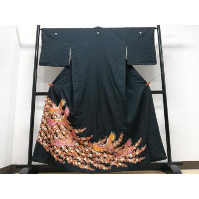 平和屋着物▽豪華色留袖　単衣　手描き　枝花文　正絹　逸品　AABG8759jh heiwaya-2025_baas8035