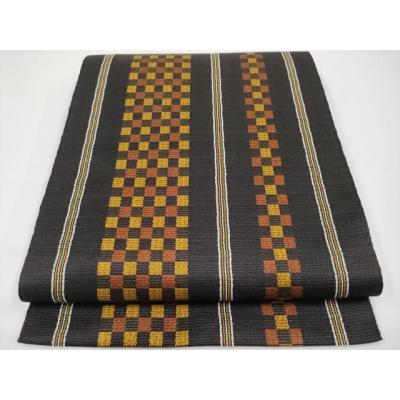 平和屋着物●本場黄八丈　紬　八寸名古屋帯　一重帯　霞文　正絹　逸品　CAAZ4363hy 平和屋着物○本場黄八丈 紬 八寸名古屋帯 一重帯 霞文