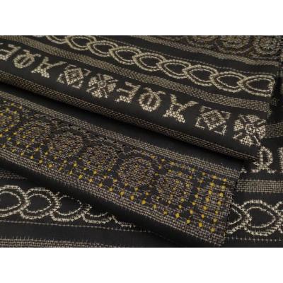 平和屋本店●極上　中国三大刺繍　スワトウ刺繍　本場大島紬　9マルキ　横段吉祥文　逸品　CYAA4647s6 平和屋本店□極上 中国三大刺繍 スワトウ刺繍 刺し子 総刺繍 本場縞