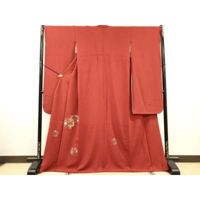 【未使用　しつけ糸付き】　正絹　色無地　付け下げ　スワトウ刺繍　紅梅色 スワトウ刺繍 着物のおすすめ人気商品一覧 通販 - Yahoo!ショッピング