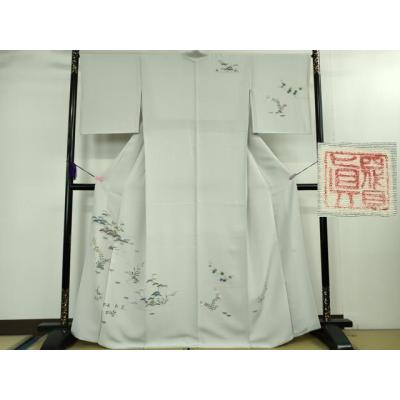 平和屋本店●極上　名門・上野家　四代目 上野真(二代目 上野為二)　訪問着　風景花文　白鼠色地　逸品　DZAB1972kh6 上野為二のおすすめ人気商品一覧 通販 - Yahoo!ショッピング