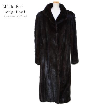 ミンク ファーコート 毛皮コート ミドル丈 ダークブラウン系 サイズ13 美品 SAGA MINK サガミンク ミンク ミンクファー 毛皮 コート