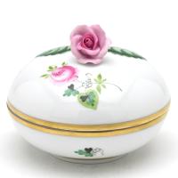 ヘレンド ウィーンの薔薇・シンプル ボンボン入れ 丸形小物入れ 薔薇飾り Herend | Porcelain Gallery MET