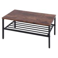 サイドテーブル ブラウン ローテーブル 不二貿易 リビングテーブル 幅80cm ヴィンテージ風 棚付き ナビア 14643 | PLAN B