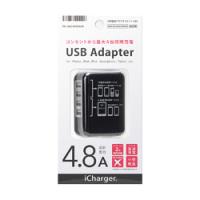 ＰＧＡ ◇USB電源アダプタ4ポート 4.8A ブラック PG-UAC48A02BK PG-UAC48A02BK | ひかりTVショッピングYahoo!店