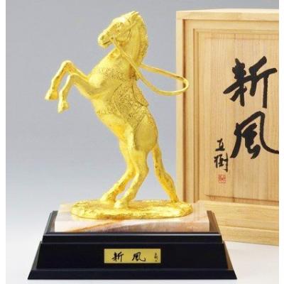 高岡銅器、金箔貼り 馬の彫刻 木箱付き 高岡銅器、金箔貼り 馬の彫刻 木箱付き 高岡銅器 馬の置物の