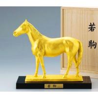高岡銅器、金箔貼り 馬の彫刻 木箱付き 高岡銅器、金箔貼り 馬の彫刻 木箱付き 高岡銅器、金箔貼り 馬の