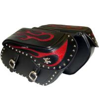 【メーカー在庫あり】 BSF-104-1SA クロス Xross ラージサイドバッグ ダブルバッグ 黒 レッドパイソン フレア シルバースカル SP店 | ヒロチー商事3号店