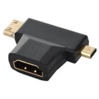 HDMI変換アダプタ HDMI(メス) - Mini HDMI(オス)/ micro HDMI(オス) 二股 T型 2in1 アダプター ミニHDMI マイクロHDMI _ | Hiro land