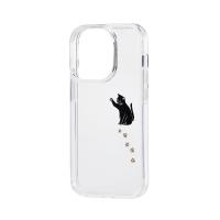 エレコム iPhone 14 Pro ケース カバー ハイブリッド 耐衝撃 衝撃吸収 軽量 Appleテクスチャ リンゴ アップル マーク イラスト 黒ネコ PM-A22CTSGCAT | ヒットライン