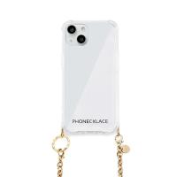 【PHONECKLACE】チェーンショルダーストラップ付きクリアケース for iPhone 13 mini ゴールドチェーン  おしゃれ スマホケース 背面カバー型 [▲][R] | スマホグッズのホビナビ