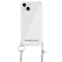 【PHONECKLACE】チェーンショルダーストラップ付きクリアケース for iPhone 13 シルバーチェーン おしゃれ スマホケース 背面カバー型 [▲][R] | スマホグッズのホビナビ