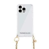 【PHONECKLACE】チェーンショルダーストラップ付きクリアケース for iPhone 13 Pro ゴールドチェーン  おしゃれ スマホケース 背面カバー型 [▲][R] | スマホグッズのホビナビ