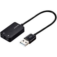 【エレコム】【5個セット】オーディオ変換アダプタ USB-φ3.5mm オーディオ出力 マイク入力 ケーブル付 15cm ブラック USB-AADC02BKX5 [▲][AS] | スマホグッズのホビナビ