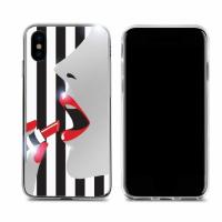 【dreamplus（ドリームプラス）】背面カバー型スマホケース iPhone XS / X  STRIPE MIRROR CASE レッドリップスマホケース iPhone アイフォン X XS i[▲][R] | スマホグッズのホビナビ