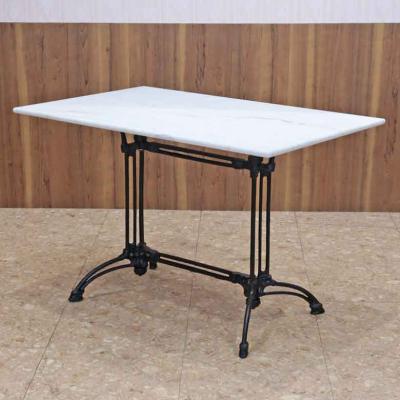 パブテーブル 110cm 大理石 長方形 カフェテーブル ブロンズ調 石