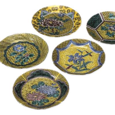 浅鉢 デザート皿 台付鉢 九谷焼　草花　市川清鱗作　1個～購入可 浅鉢 デザート皿 台付鉢 九谷焼 草花 市川清鱗作 1個～購入