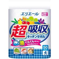 【あわせ買い1999円以上で送料お得】【大王製紙】エリエール 超吸収 キッチンタオル50カット×4ロール ( 台所・キッチンペーパー ) | ホームライフ ヤフー店