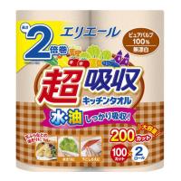 【あわせ買い1999円以上で送料お得】大王製紙 エリエール 2倍巻 超吸収 キッチンタオル 無漂白 100カット×2ロール | ホームライフ ヤフー店