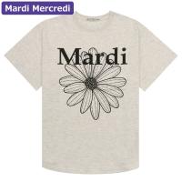 マルディメクルディ Mardi Mercredi Tシャツ TSHIRT FLOWERMARDI OATMEAL BLACK 半袖 レディース 韓国 ファッション アパレル | HOMMAGE