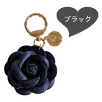 カメリア レディース バッグチャーム 花 リボン 布 革 キーホルダー