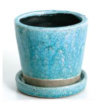 COLOR GLAZED POT  TURQUOISE カラーグレイズドポット　ターコイズ ダルトン 受皿付 陶器 鉢 CH13-G476TQ (S：0240) | HonyaClub.com 雑貨館