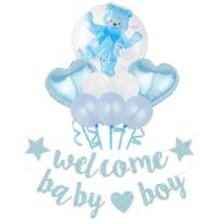 ベビーシャワー 飾り 装飾 バルーン ガーランド クマ a-b3632 Welcome Boy( ブルー) | スピード発送 ホリック