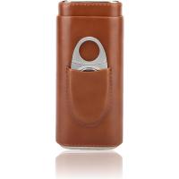 シガーケース シガーカッター付き レザー 葉巻 軽量 ステンレス セット 携帯 保管 喫煙具( ブラウン) | スピード発送 ホリック