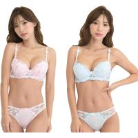 レディース ブラ ブラジャー ショーツ 下着 上 セット 女性 カップ 取り外し( ピンク＆ブルー,  D75) | スピード発送 ホリック