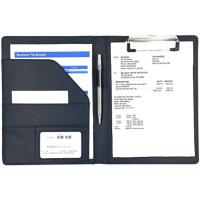 PU レザー クリップ ボード ファイル サイズ 書類 フォルダ バインダー カード ポケット ペン ホルダー 搭載( 紺,  A5) | スピード発送 ホリック