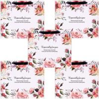 母の日 pkpohs 花束のような紙袋 ギフトバッグ 5枚セット +メッセージカード 選べる サイズ デザイン( ピンク*黒,  L) | スピード発送 ホリック