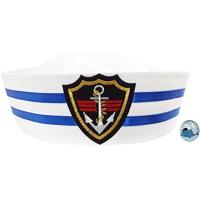 白い セーラー帽 水兵 帽子 海軍 ハット くじらピンバッジ付き なりきり2点セット S208 タイプA( タイプA　子供用54cm) | スピード発送 ホリック