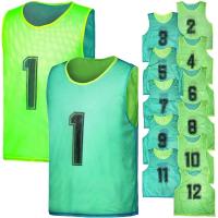 Okima リバーシブルビブス 12枚セット サッカー バスケ フットサル 両面ナンバー付き 大人用( ブルー/イエローグリーン) | スピード発送 ホリック