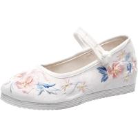 チャイナシューズ 刺繍 フラットシューズ レディース 漢服 中華靴 中国靴 民族衣装 カンフーシューズ (ホワイト,  24.0 cm) | スピード発送 ホリック