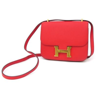 HERMES エルメス コンスタントミニ　レザー ショルダーバッグ レッド エルメス コンスタンス ミニ 18 ミロワール ルージュクー シェーブル